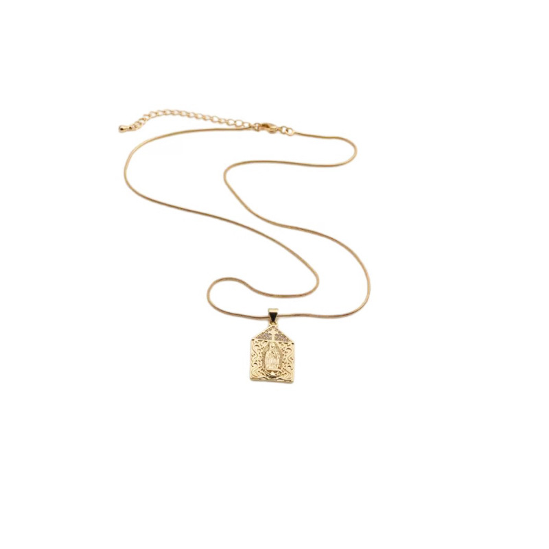 European and American copper zircon cross Virgin Mary necklace