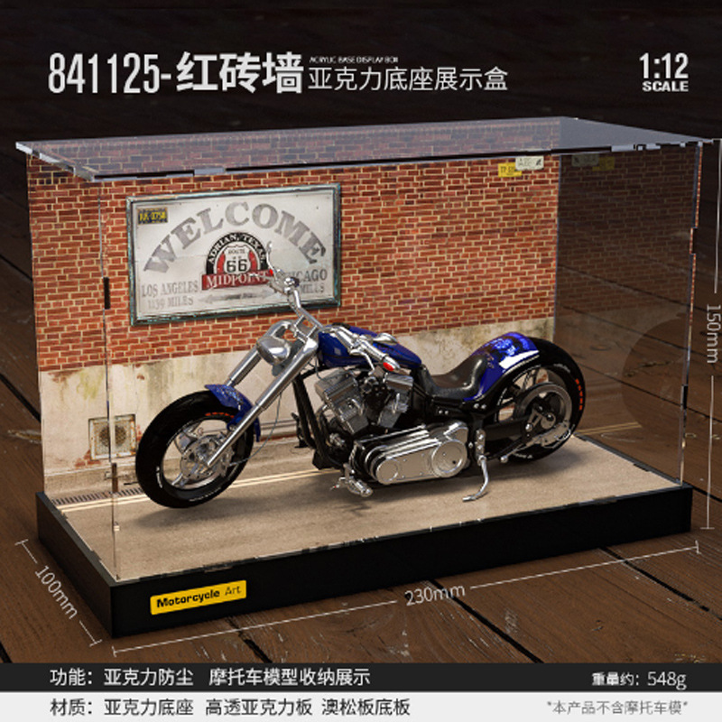 Caja de polvo de modelo de automóvil transfronterizo, modelo de motocicleta, colección transparente, espacio de estacionamiento, colección de garaje, decoración de modelo de automóvil