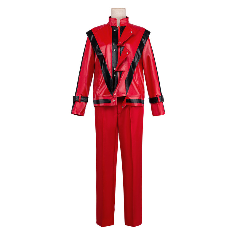 Star Path to Stardom Jackson Cosplay Costume Red Leather Outfit Michael Jackson Cosplay Stage Performance Costume
