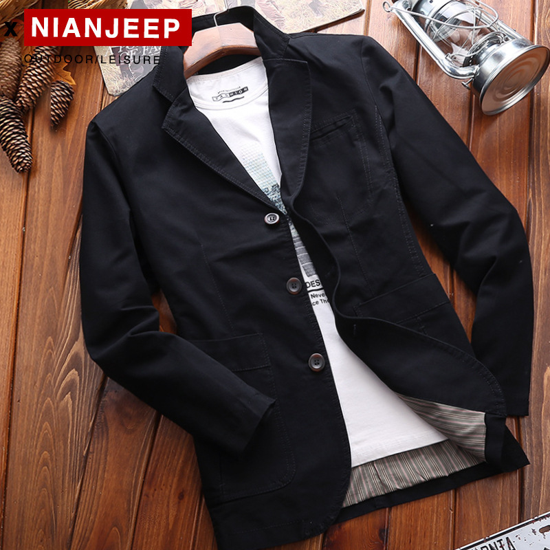 2025 Spring and Autum Loose Casual Single Suit Small Suit Pure Cotton Men's Suit Jacket Large Size Middle-Aged Top