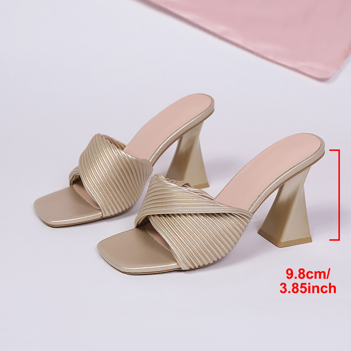 Zapatos de comercio exterior de tacones altos de verano 2026 tacones gruesos cuadrados de dedos abiertos de moda europea y americana zapatillas de gran tamaño para mujeres image 4