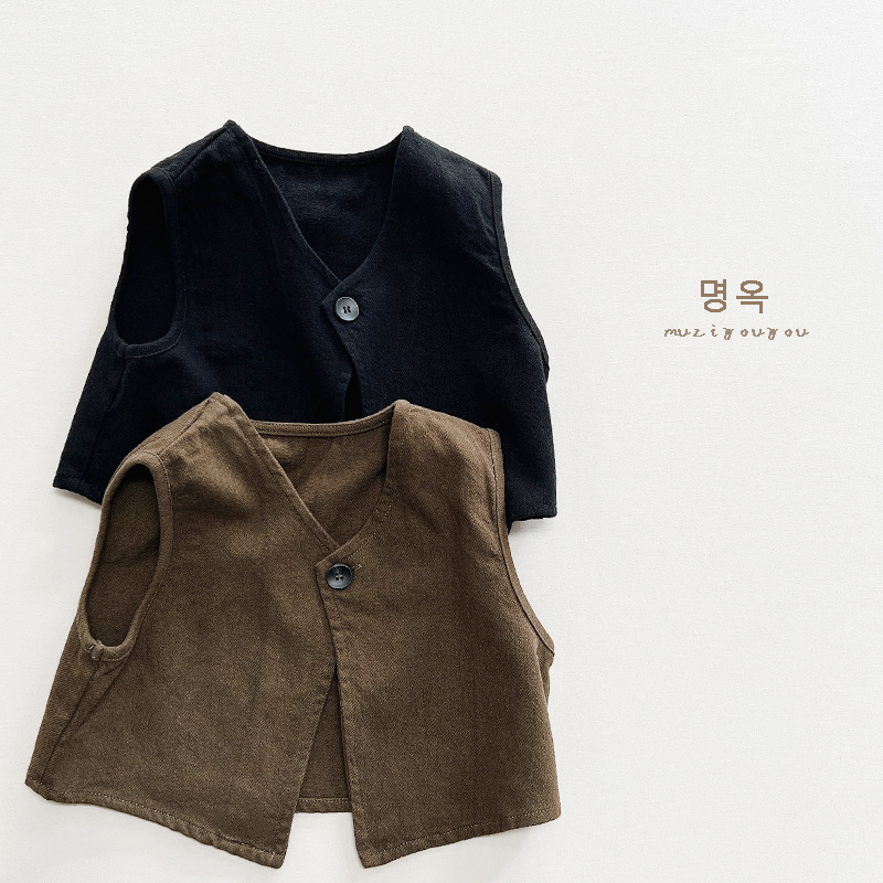 Estilo de moda simple ~ primavera y otoño nuevos niños y niñas Chaleco de estilo coreano japonés chaleco retro simple para niños