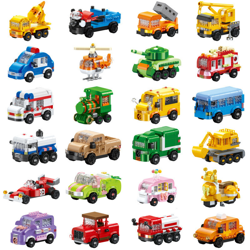 Cute Cartoon Car Model Toy Building Blocks Educational Assembly Gift for Children Boys Cross-Border Wholesale Cute Cartoon Car Model Toy Building Blocks Educational Assembly Gift for Children Boys Cross-Border Wholesale