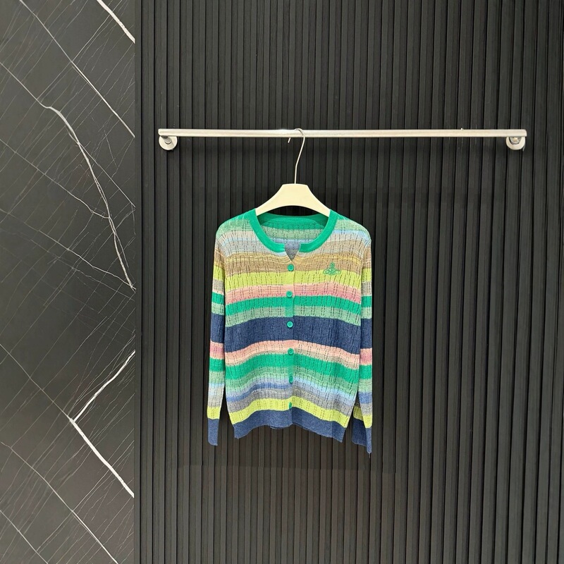 Knitted Cardigan for Women, 2026 Autumn New Style, Colorful Striped Long-Sleeve Design, Niche V-Neck Slimming Top Jacket Knitted Cardigan for Women, 2026 Autumn New Style, Colorful Striped Long-Sleeve Design, Niche V-Neck Slimming Top Jacket