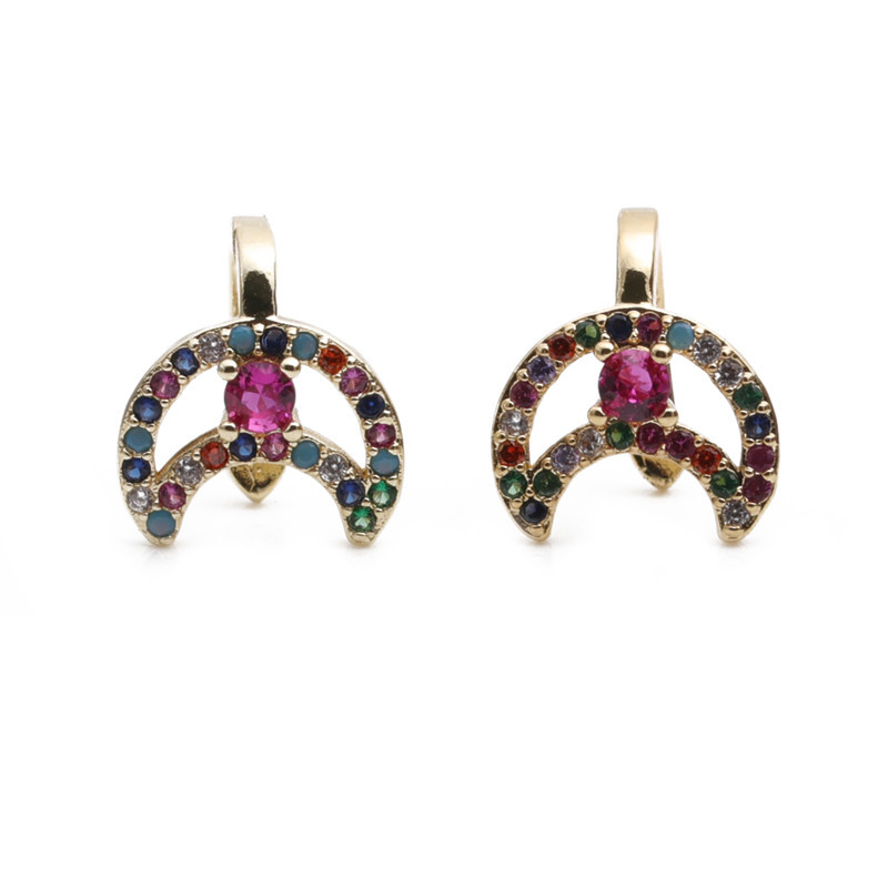 Fashion Zircon C-shaped Moon Earrings display picture 1