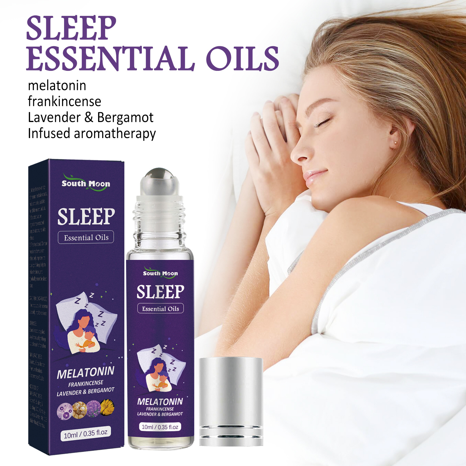 South Moon uyku silindiri esansiyel yağı, bitki esansiyel yağı ile uykuya bakım yapın, kaygıyı giderin, masaj yapın ve hızla uykuya dalın_voghion.com