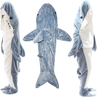 Акула, одеяло для взрослых, мультяшный мягкий спальный мешок, мягкая толстовка с капюшоном, пижама, свободный крой