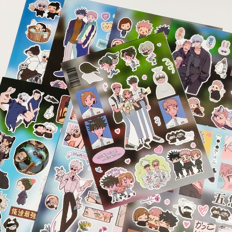 8 Pieces of Jujutsu Kaisen Die-Cut Stickers Featuring Gojo Satoru, High-Quality Simple Character Collage Materials, Waterproof Decals
