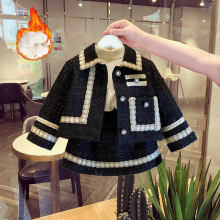 女童洋气时髦公主套装2025冬款女宝宝小香风加厚外套短裙两件套潮