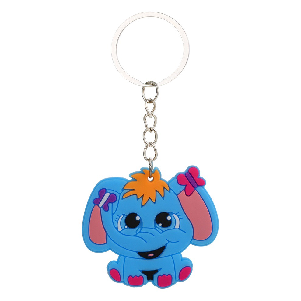 Cartoon cute animal key pendant gift jungle animal key chain pvc drop glue accessories car key chain