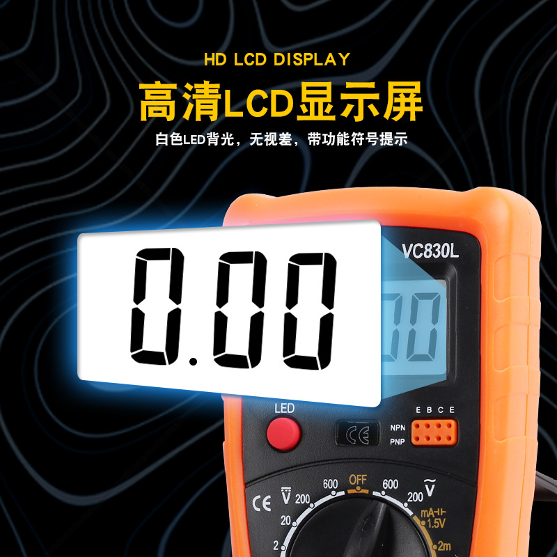 Mini A830L multímetro digital portátil de alta precisión pantalla digital universal correa de retroiluminación electricista instrumento multifuncional