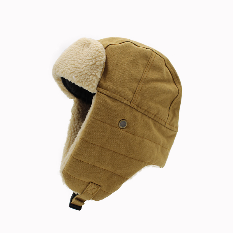 Trapperhüte Canvas Lei Feng Hut Herren und Damen Winter Kältebeständig Dicker Samt Baumwollhut Reiten Winddichter Gehörschutz Piloten Motorradmütze_voghion.com