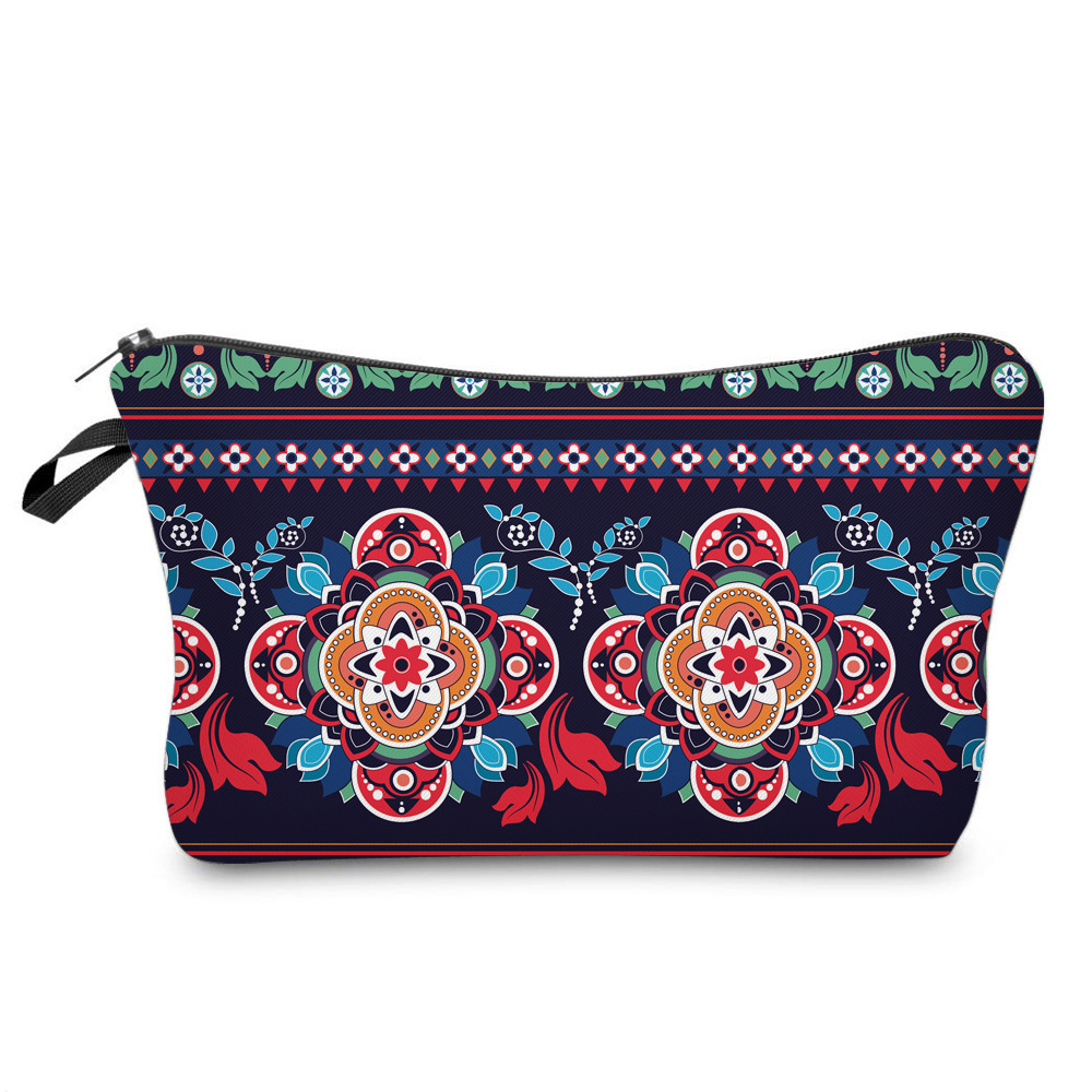 Women's Small All Seasons Polyester Printing Flower Ethnic Style Square Zipper Cosmetic Bag display picture 4