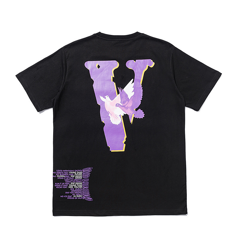 Factory wholesale foreign trade supply tide brand VLONE men's big V flying pigeon printing beautiful tide hip hop couple short sleeve T-shirt Factory wholesale foreign trade supply tide brand VLONE men's big V flying pigeon printing beautiful tide hip hop couple short sleeve T-shirt