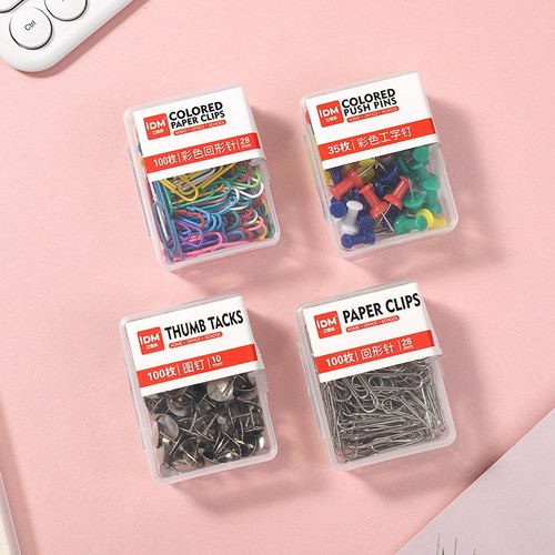 Cross-border four-in-one office combination color boxed paper clip pin ticket holder silver barrel pin pin