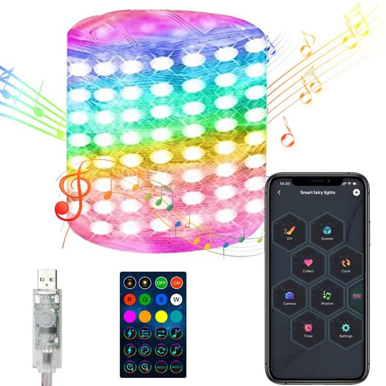Control de punto RGB transfronterizo color mágico cuero cadena luz APP Bluetooth día de Navidad color luz al aire libre impermeable atmósfera luz de la secuencia
