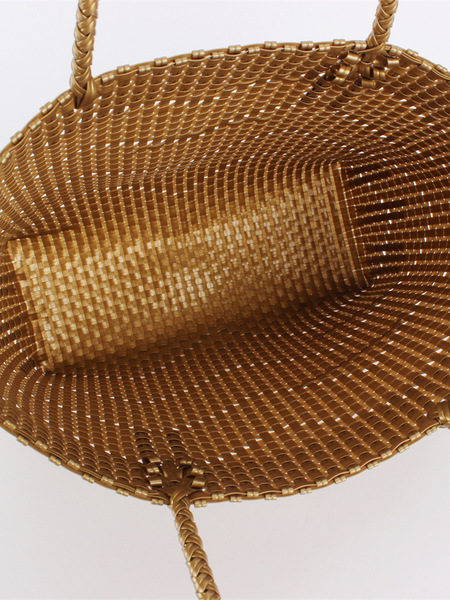 Solid color woven capacious one-shoulder bag for mother and baby