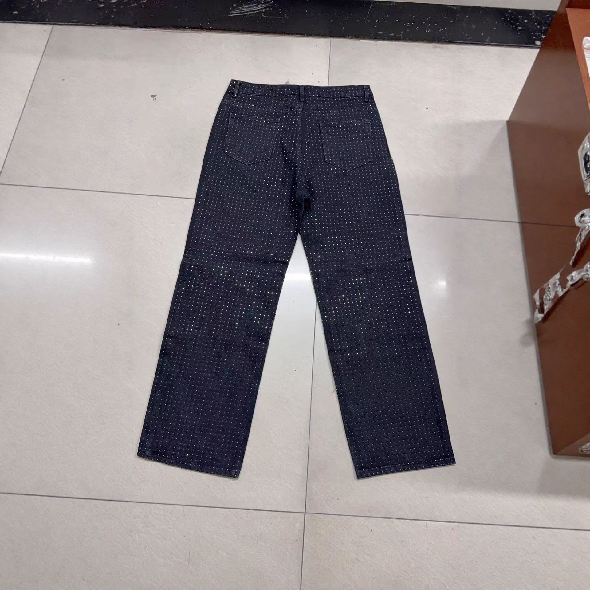 Men's Clothing Men's Jeans New Style American Diamond Embellished Denim_viptrois.com