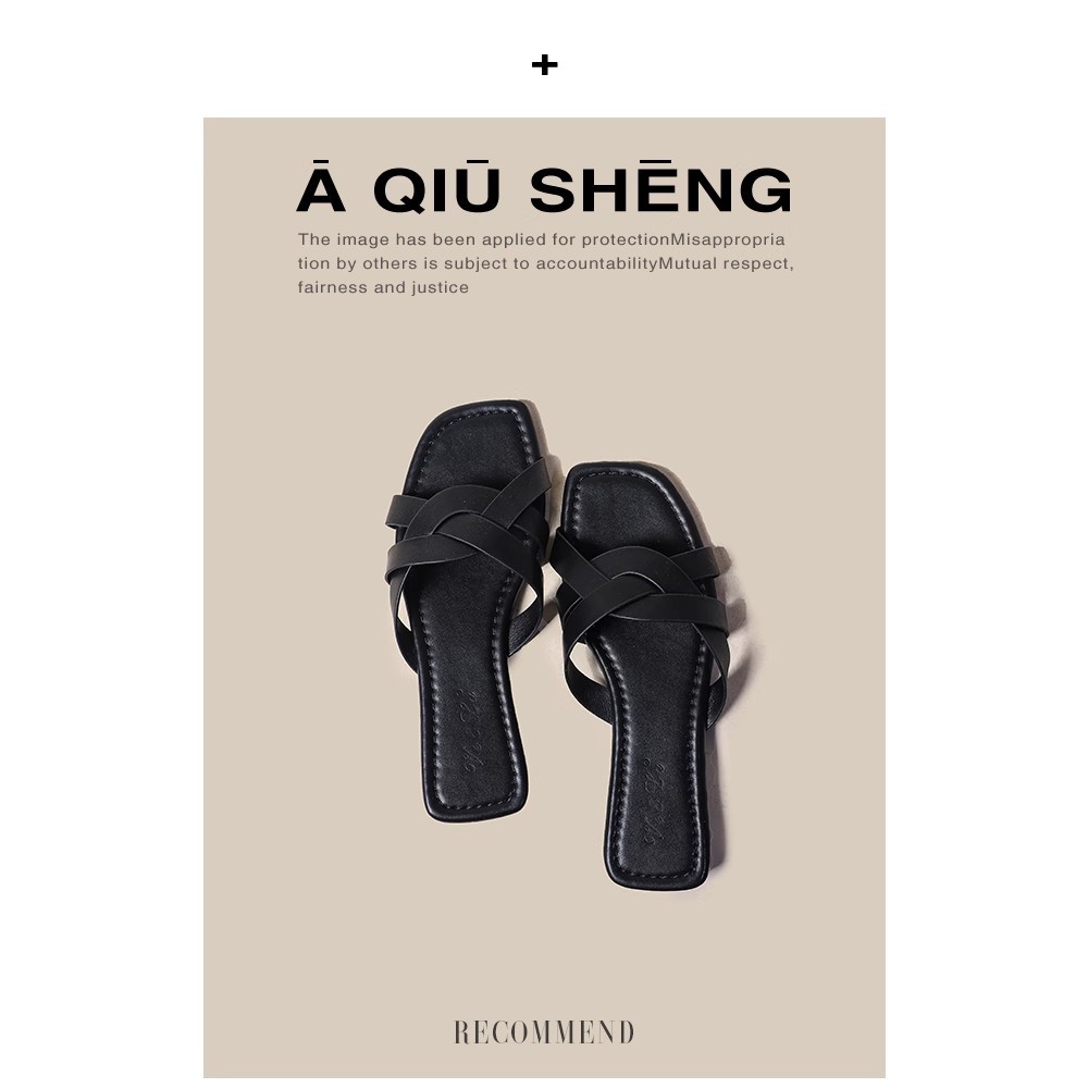 Pantofole a fondo piatto Le donne indossano sandali romani intrecciati dal nuovo design estivo Infradito in morbida pelle stile fata_voghion.com