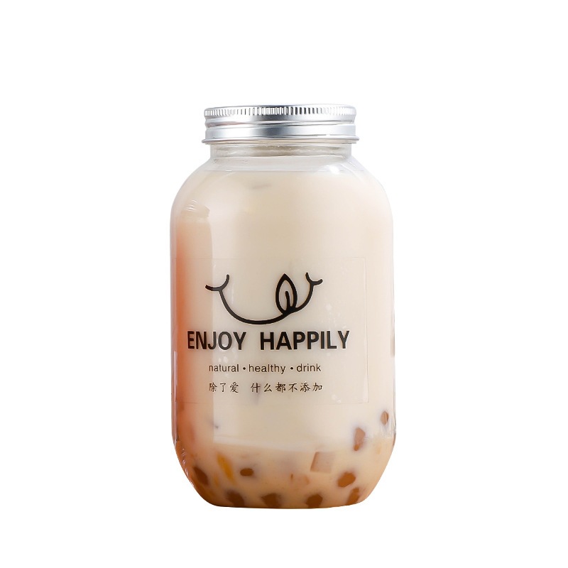 Taza de té de leche de 500ml desechable taza de té de grasa con tapa de embalaje de bebidas botellas de plástico taza de bebida roja en línea