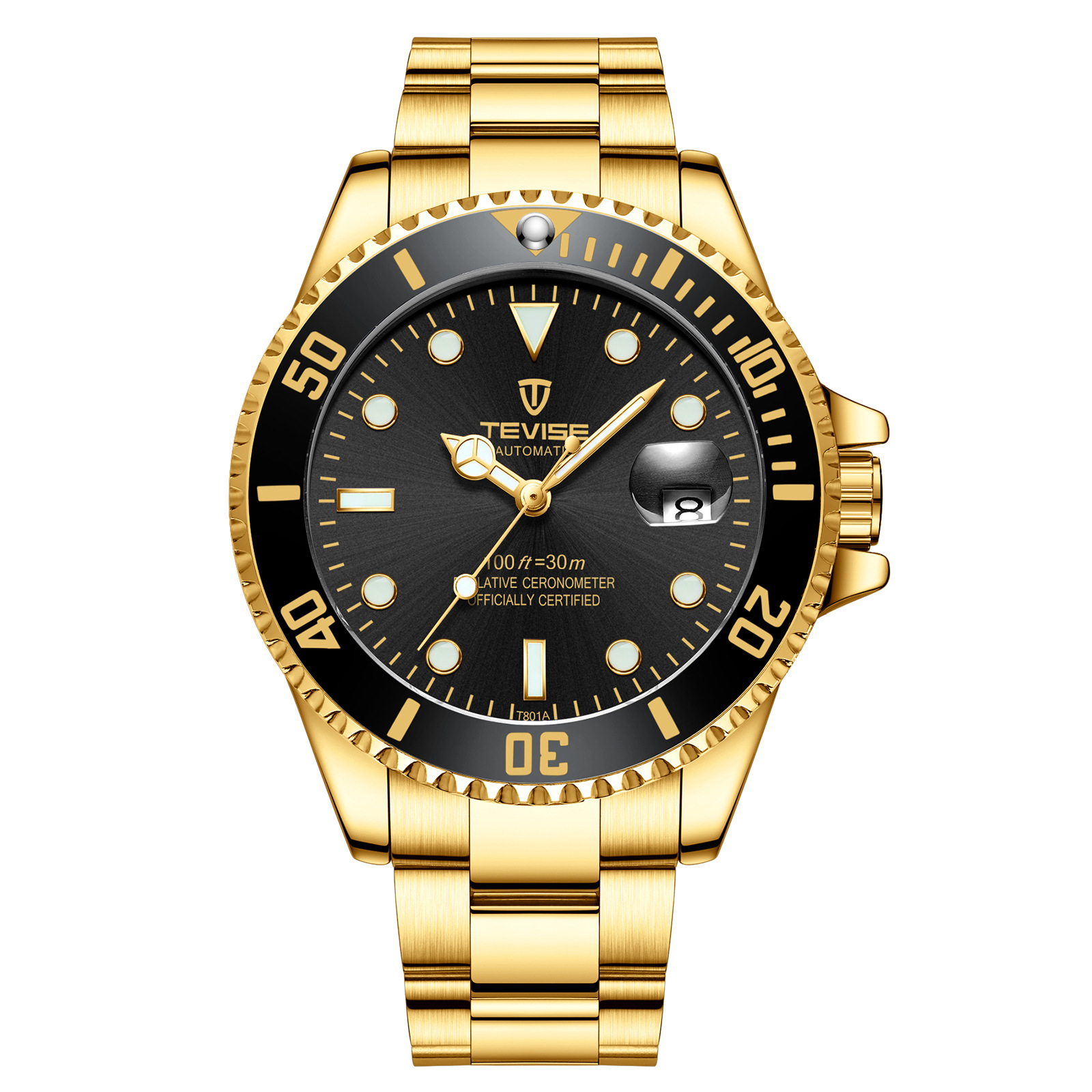 TEVISE Water Ghost casual reloj de hombre mecánico automático correa de acero inoxidable reloj de hombre T801