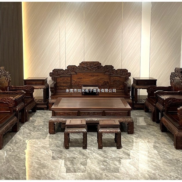 Ming and Qing Classical National Standard Furniture Indonesian Black Rosewood Abundant Sofa Broad-Leaf Rosewood Cross-Border Sponge Living Room