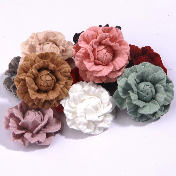 in stock 6.5cm shaped flower camellia shoes and hats multi-disc handmade DIY floret accessories flower corsage cloth flower