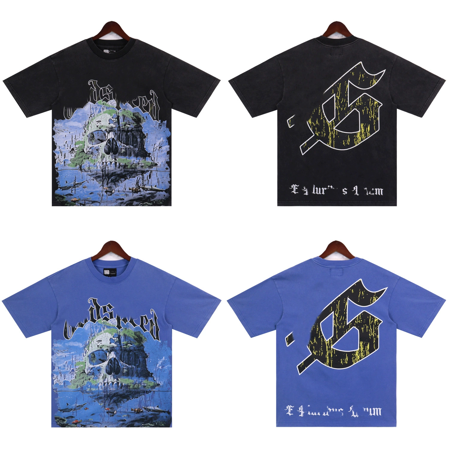 Стильная футболка марки Tide Godspeed буква уличная большая рубашка с принтом черепа модная спортивная повседневная короткая рукава