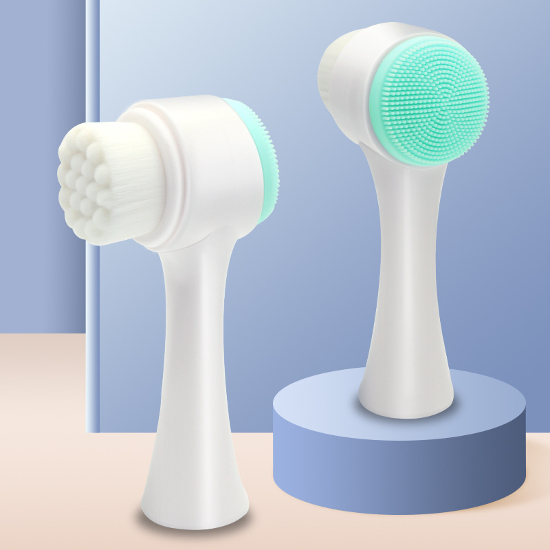 Cepillo de lavado de cara de silicona de doble cara suave piel hogar instrumento de limpieza manual limpieza profunda removedor de maquillaje masaje herramienta de belleza cepillo