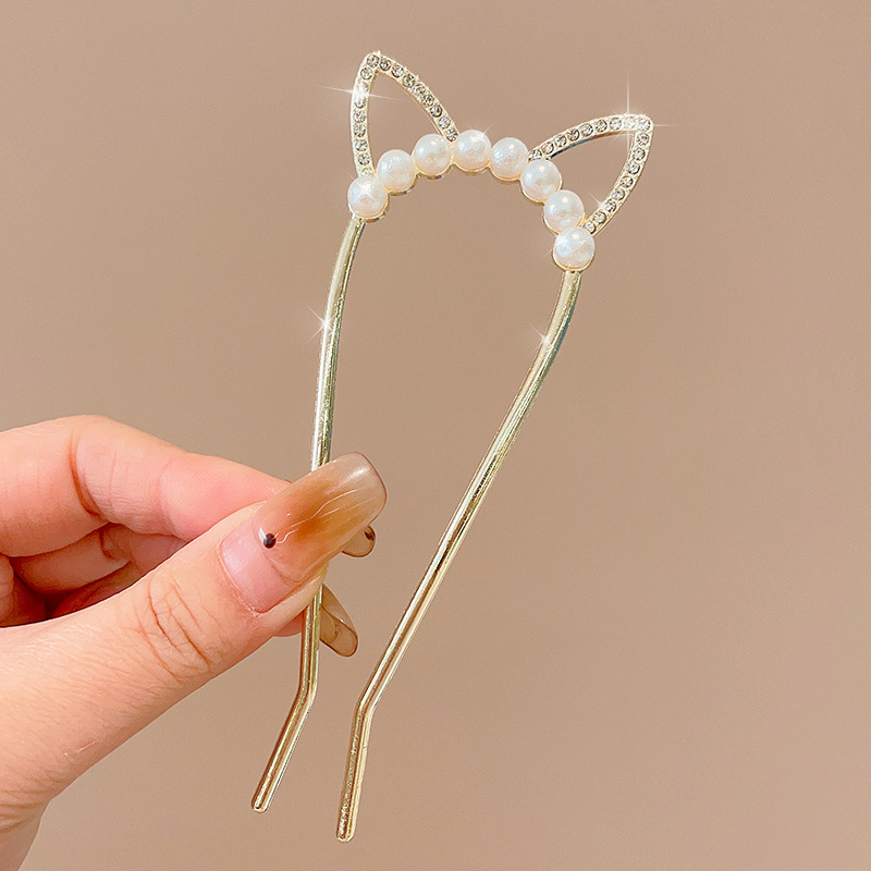 Papillón de cristal de alta sensación en forma de U pinzas de cabello pinzas