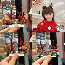 圣诞鹿角发夹立体圣诞帽子发饰节日刘海夹鸭嘴夹顶夹发卡装饰品