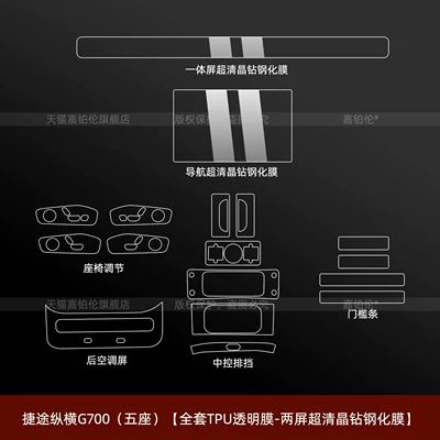 film, center console sticker, navigation | Car interior film - jietu-zongheng-g700-five-seater-full-set-of-tpu-transparent-film-soft-film