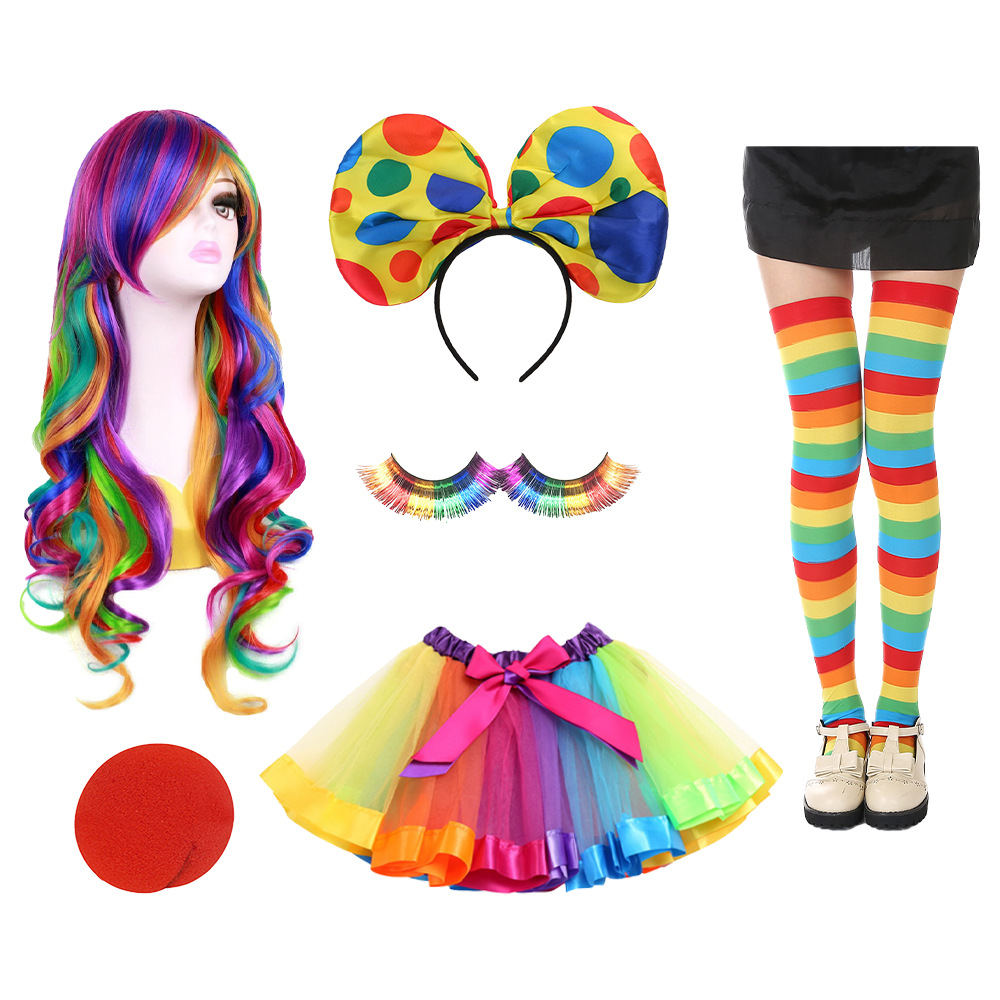 Nuevo estilo transfronterizo 1980 falda de gasa de color neón guantes traje de vestir fiesta ropa de fiesta accesorios
