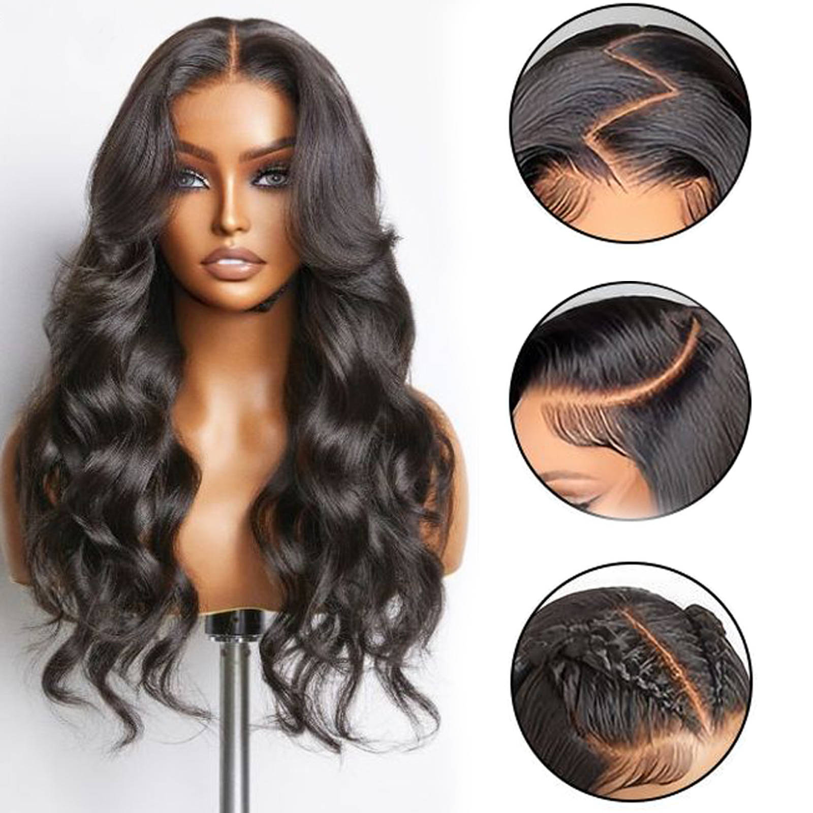 220g Weight Full Head Wigs Wig & Hair Extension Type Wigs Wig Accessories Long Curly Hair Wig Hairstyle Real Hair Hair Material long bangs Bangs Types Party, Stage Occasion Women's Gender Sexy Style Women's Sexy Party Stage Real Hair Long Bangs Long Curly Hair Wigs 1