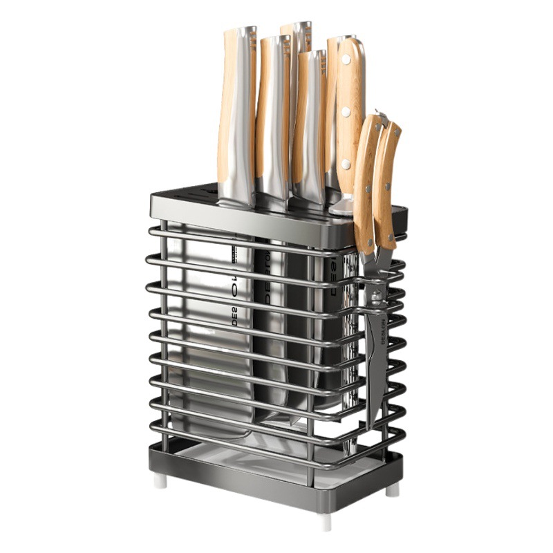 Soporte para cuchillos para encimera de cocina, soporte para cuchillos montado en la pared para guardar cuchillos de cocina, utensilios y palillos.