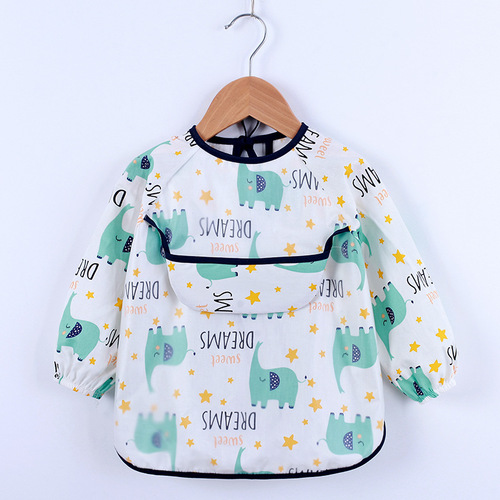 Children's raincoat waterproof long-sleeved anti-clothing baby meal bib cotton children's raincoat infant protection clothing 