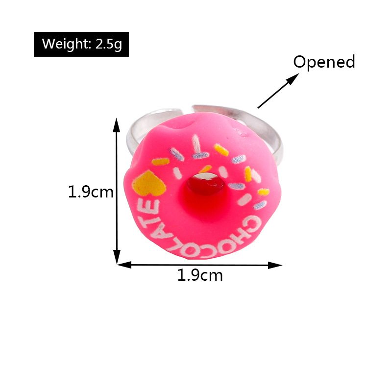 Children's Day Gift Ring Resin Cute Lollipop Donut Ice Cream Ring Jewelry display picture 1