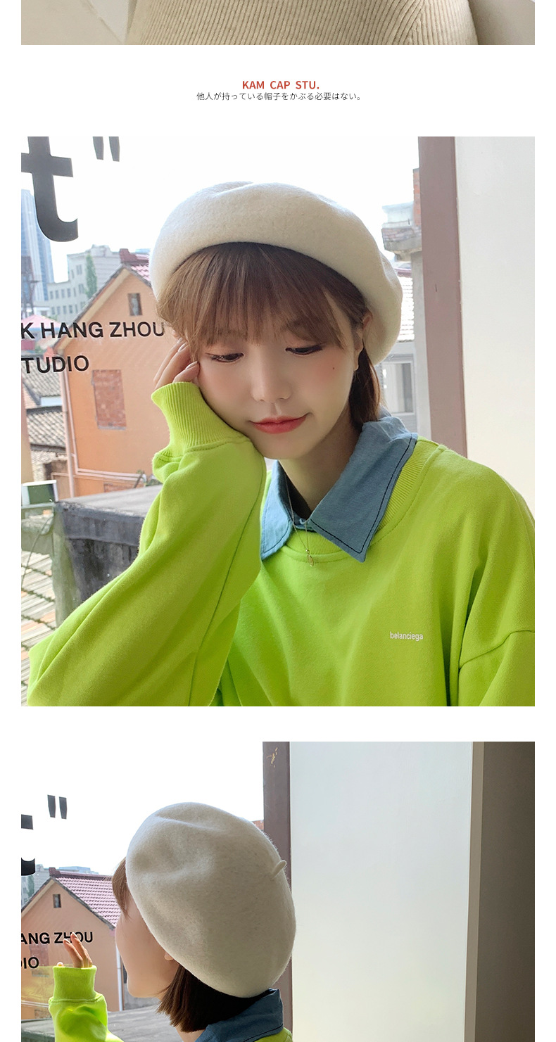 The British retro woolen bud hat for women in autumn and winter is a versatile Korean style and a cute Japanese painter hat trend pic 12