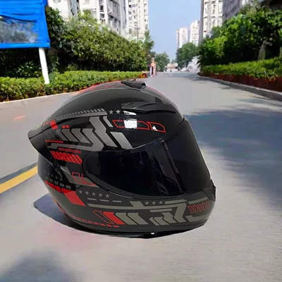 Motorcycle Full-Face Helmet for Men and | Motosiklet kaskı (dəbilqə) - red-pulse-black-lens-l-head-circumference-57-58-weight-60-65kg