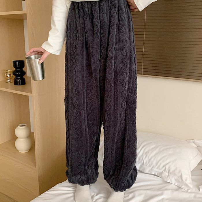 Pijamas jacquard de peluche de invierno de otoño de mujeres pantalones largos ociosos para aumentar el peso de 260 kg pesados MM pijamas de peluche ropa para el hogar