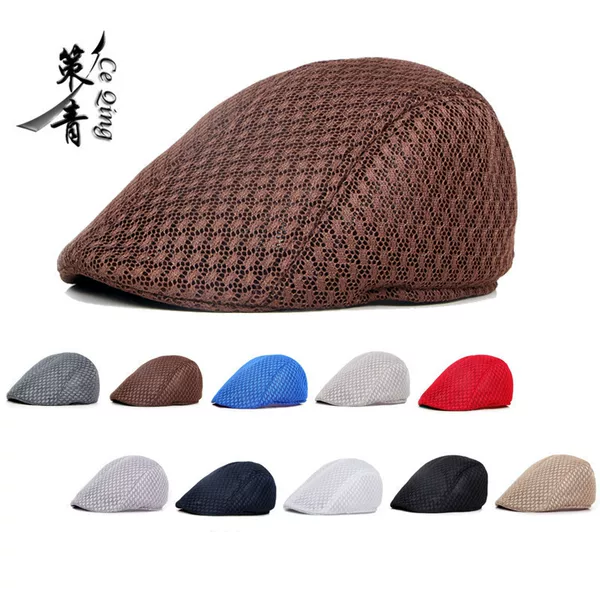 Wholesale Hats Korean Style Unisex Berets Solid Color Hollow Mesh Baseball Caps Breathable Summer Sun Hats