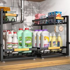 クロスボーダーキッチン収納ラック 引き出し式シンク下収納 調味料ラック 多機能収納ラック 収納棚