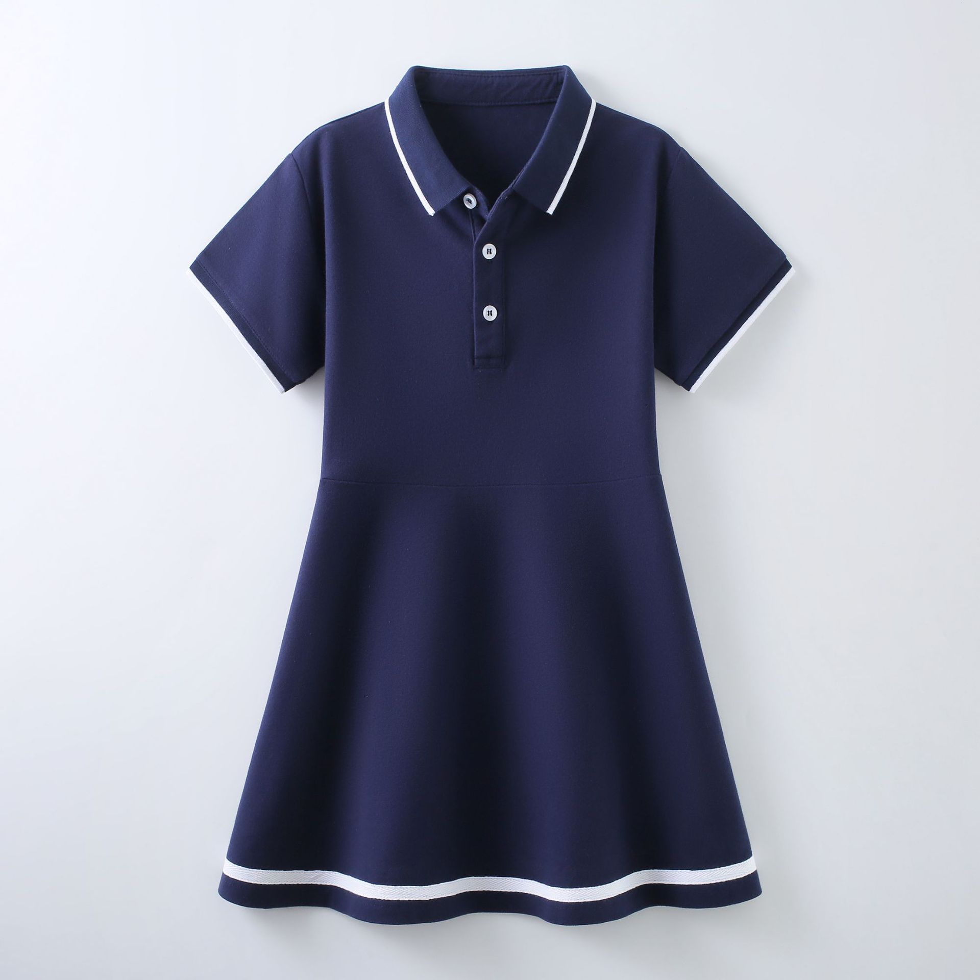 Girls' polo dress summer new medium and large children girls' short-sleeved princess dress Western style children's skirt A- Line skirt