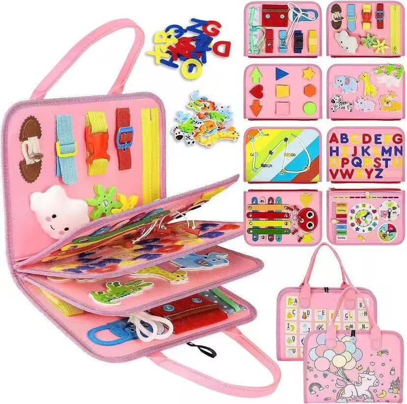 Tablero de aprendizaje de fieltro para niños, juguete para niños pequeños, libro de ejercicios, capacidad de aprendizaje, tablero de vestir, rompecabezas