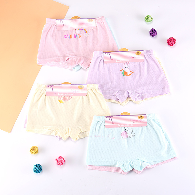 Wholesale children's Modale mesh breathable flat-bottom four-pocket pants summer thin shorts for girls