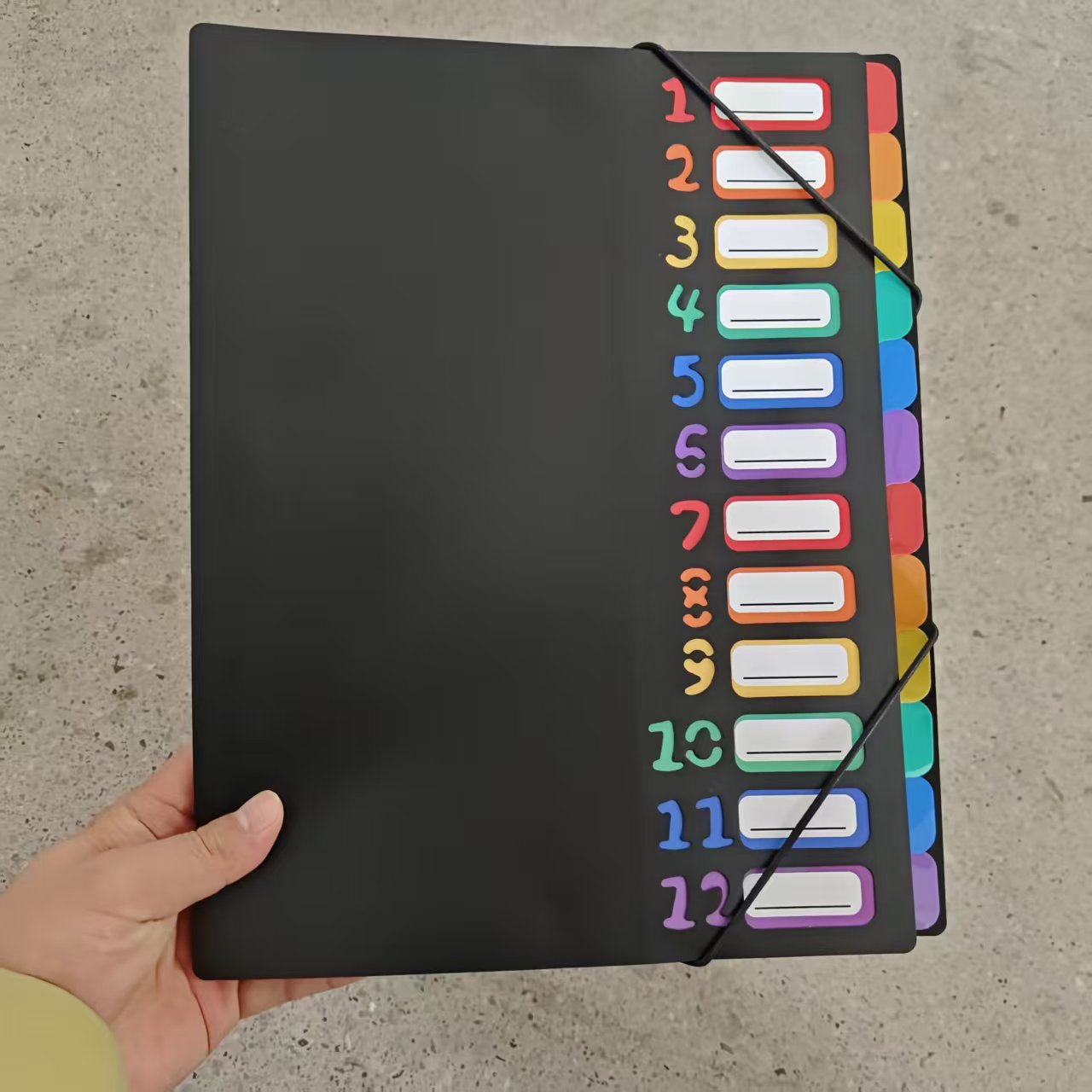 Archivo de archivo de arco iris A4 - 12 páginas de libros de datos en color para estudiantes Clasificador de papel de prueba PP carpeta de paquete de órgano de cuerda