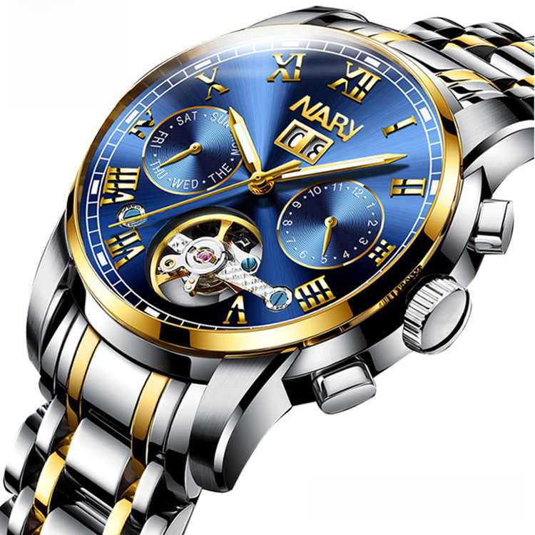 NARY/耐瑞   男士多功能陀飞轮镂空全自动机械表18005C