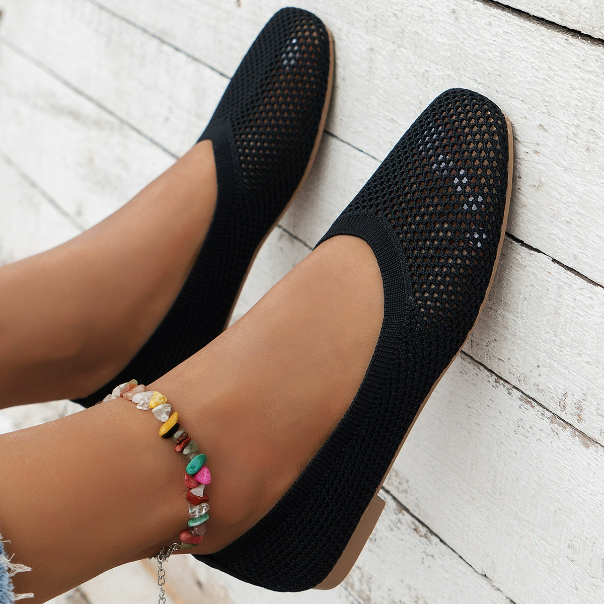 Knitted breathable footwear, artificial work shoes, for import, soft sole, plus size