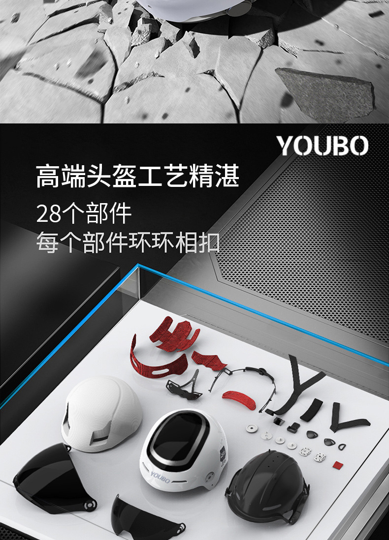 Youbai 3C Certified Electric Motorcycle Helmet Men and Women Winter Double Lens Sunscreen Half Helmet