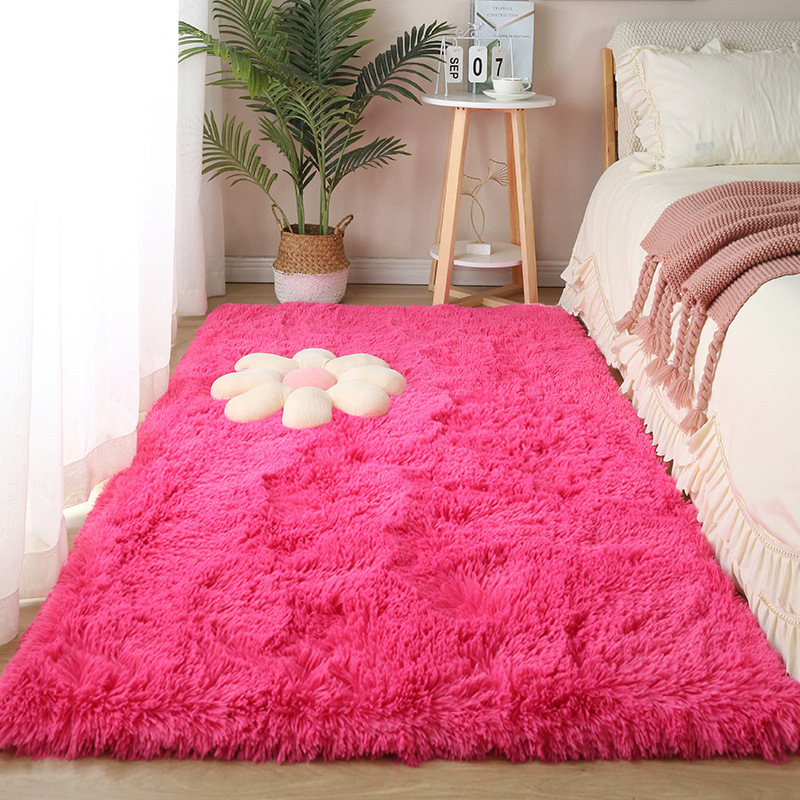 Alfombra mullida para dormitorio – tapete largo junto a la cama o sala, felpa suave, estilo acogedor